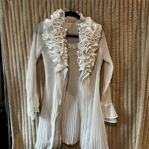 Pretty Angel White Ruffled Top or Dress 2 Piece .Very Elegant